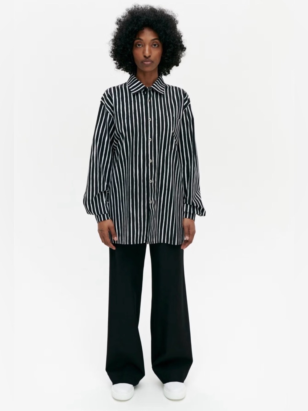 Marimekko Unisex Jokapoika Green & Blue Vertical Stripe Button-Up Shirt